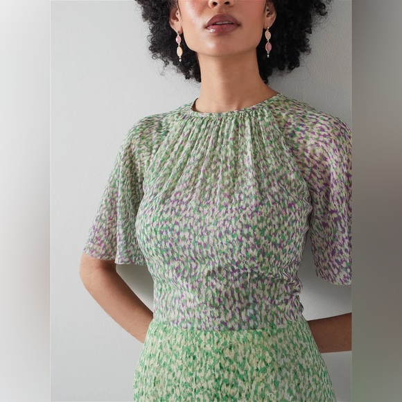 L.K. Bennett Elowen Lilac and Green Animal Print Midi Dress - Picture 3 of 16